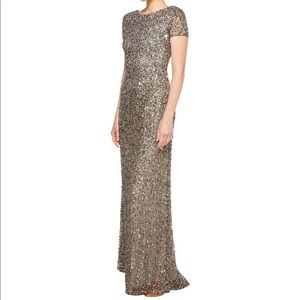 Adrianna Papell Scoop Back Cap Sleeve Gown Lead 2